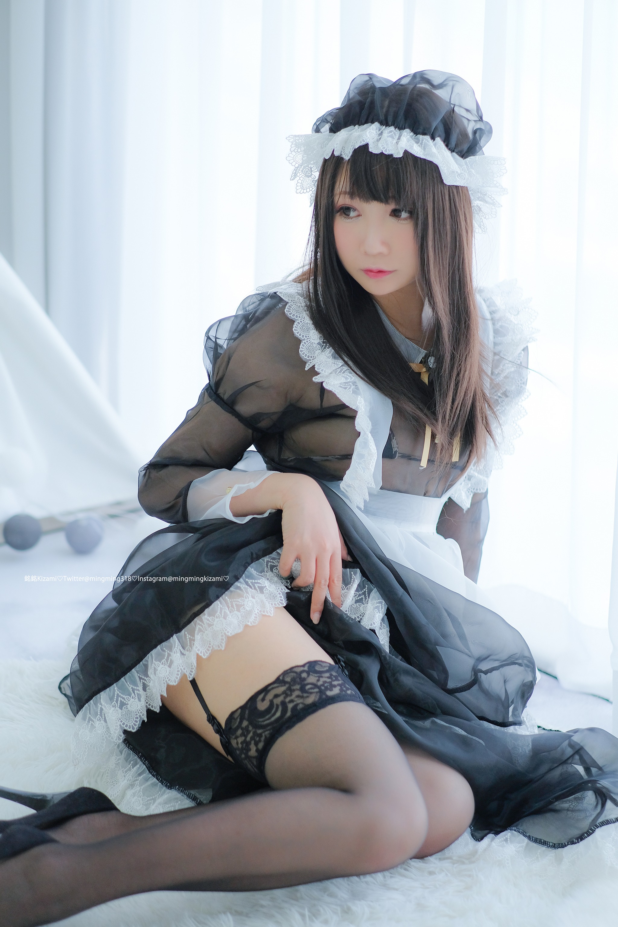 铭铭 Kizami - NO.045 透明メイド服 写真自撮り [153P]-XikXak